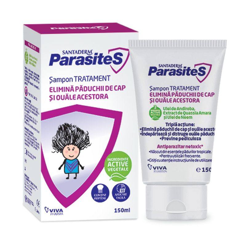 Santaderm Parasites sampon tratament paduchi, 150 ml