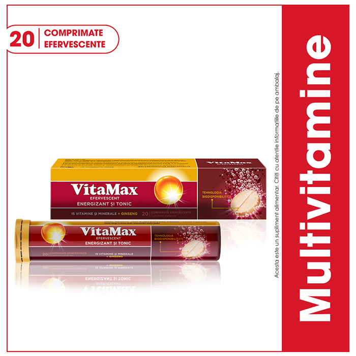 Vitamax efervescent, 20 tablete Stres si somn 2023-09-22