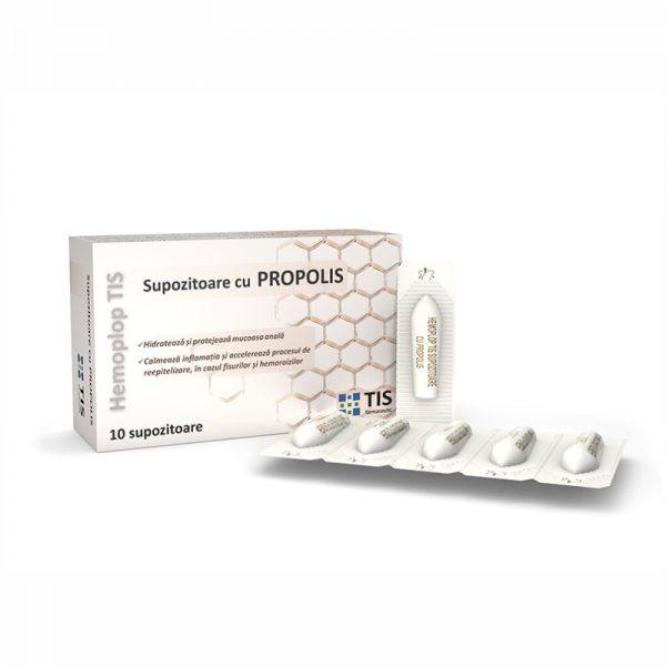 Hemoplop Supozitoare cu propolis, 10 supozitoare Digestie sanatoasa