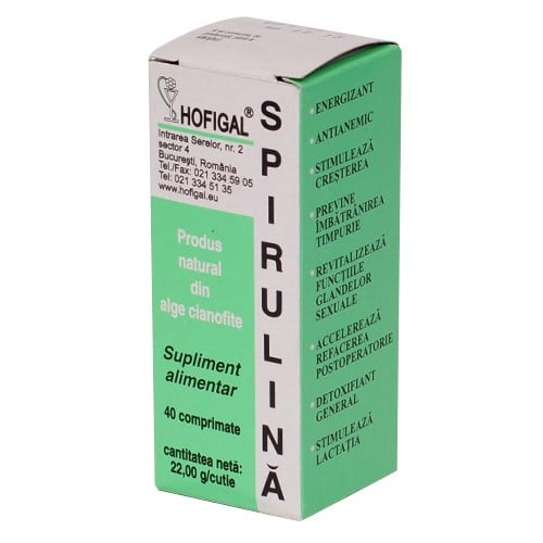 Supliment cu spirulina de la Hofigal 500 mg, 40 capsule 500 imagine teramed.ro