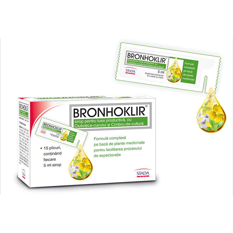 Bronhoklir, 15plicuri *5 ml sirop pentru tuse productiva 15plicuri imagine noua