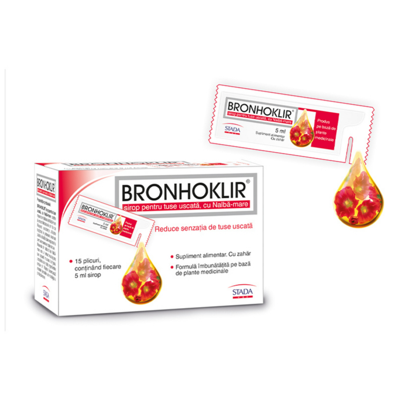Bronhoklir sirop pentru tuse uscata, 15 plicuri *5 ml Bronhoklir imagine teramed.ro