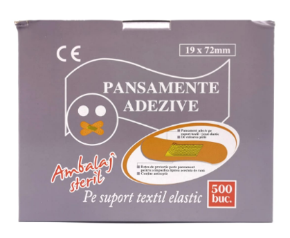 Plasture suport textil elastic 19×72 mm, 500 bucati Consumabile medicale