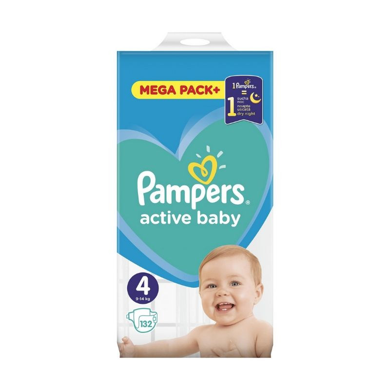 Pampers Scutece Active Baby, Marimea 4 Maxi, 132 bucati La Reducere 132