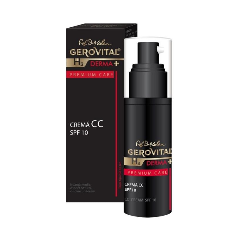 Crema Cc Spf 10 H3 Derma+ Premium Care, 30 Ml, Gerovital