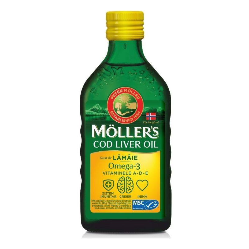 Moller’s cod liver oil Omega 3 cu lamaie, 250ml 250ml imagine noua