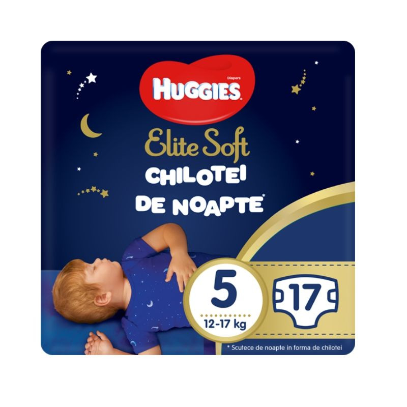 Huggies Pants Elite Soft de Noapte, Nr.5, 12-17kg, 17 bucati 12-17kg imagine noua