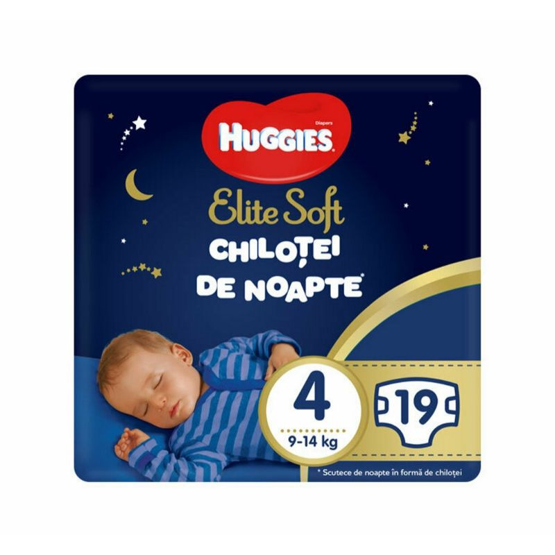 Huggies Pants Elite Soft de Noapte, Nr. 4, 9-14 kg, 19 bucati 9-14 imagine noua