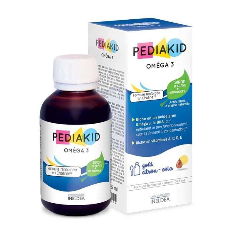 Sirop pentru copii Omega 3 si Vitamina A,C,D,E cu aroma de cola, 125 ml, Pediakid