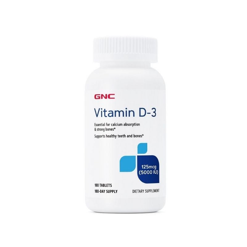GNC Vitamin D3 5000 UI, 180 tablete Articulatii, oase si muschi