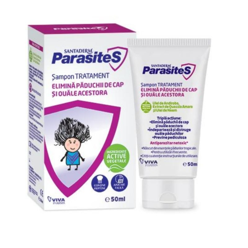 Santaderm Parasites sampon tratament paduchi, 50 ml Anti-insecte imagine noua