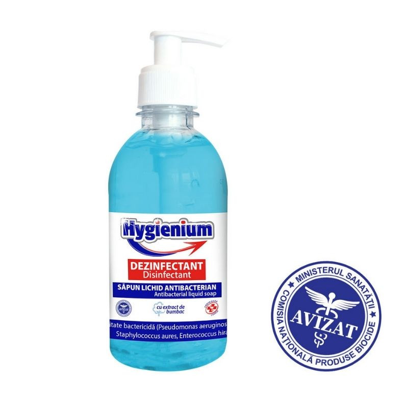 Hygienium Sapun lichid antibacterian si dezinfectant cu extract bumbac, 300 ml 300 imagine teramed.ro