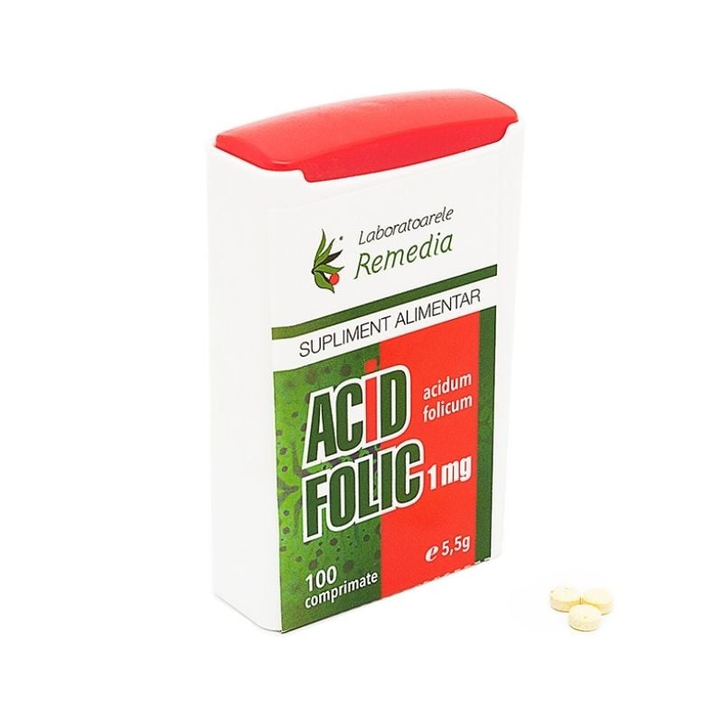 Acid folic 1mg, 100 comprimate REMEDIA 100 imagine teramed.ro