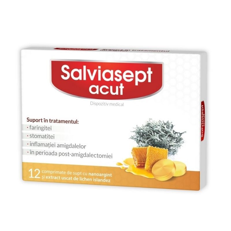 Salviasept Acut, 12 comprimate de supt Durere in gat 2023-09-25