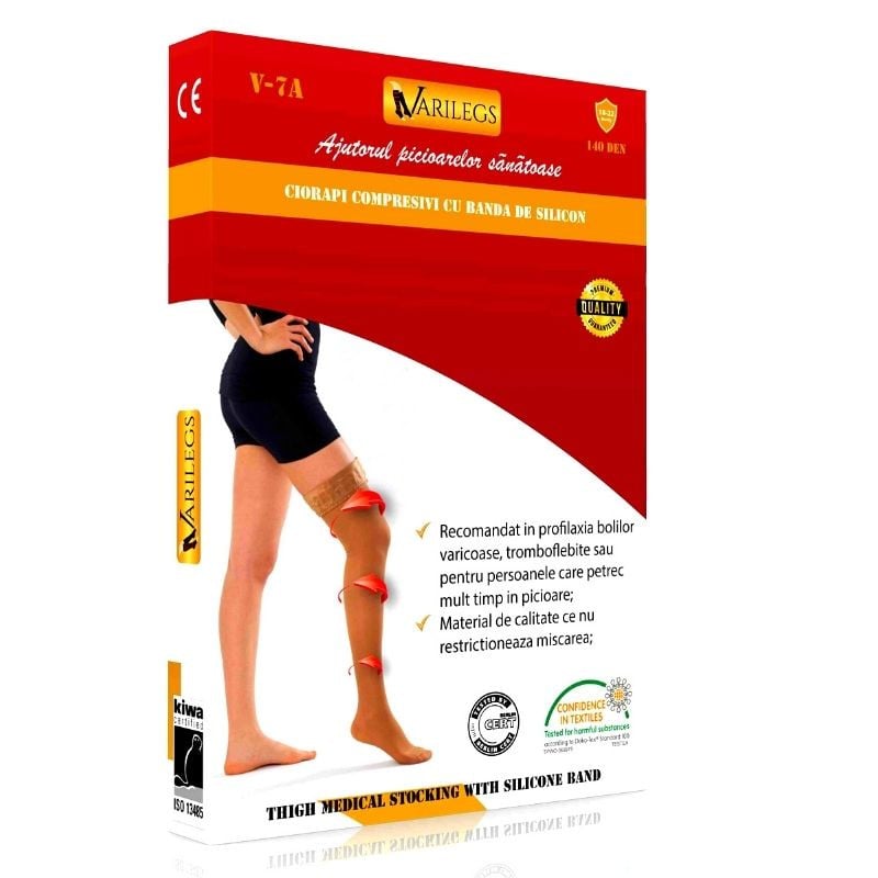 V-7A Ciorapi Compresivi, AG, Bej, 18-22 MmHg, XL Consumabile medicale