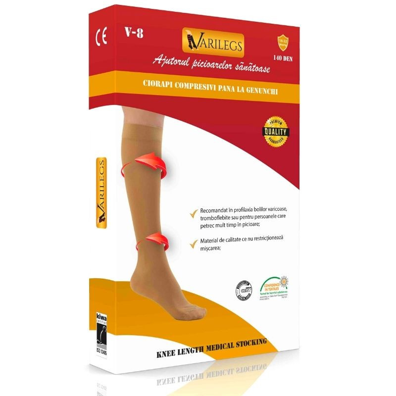 V-8 Ciorapi Compresivi, AD, Bej, 18-22 MmHg , S La Reducere 18-22