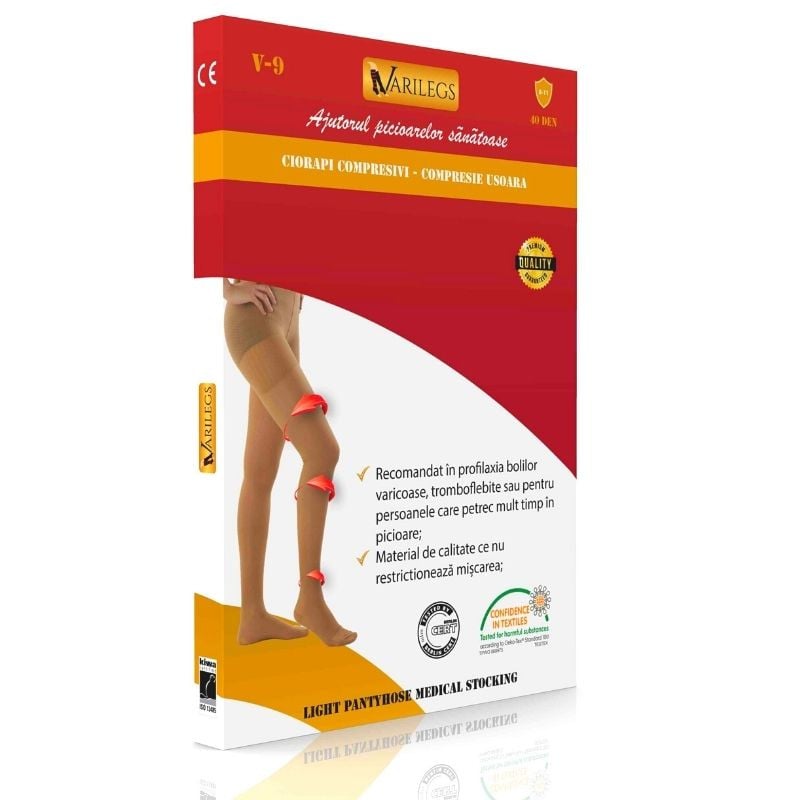 V-9 Ciorapi compresie usoara, AT , Bej, 8-11 MmHg, XL La Reducere 8-11
