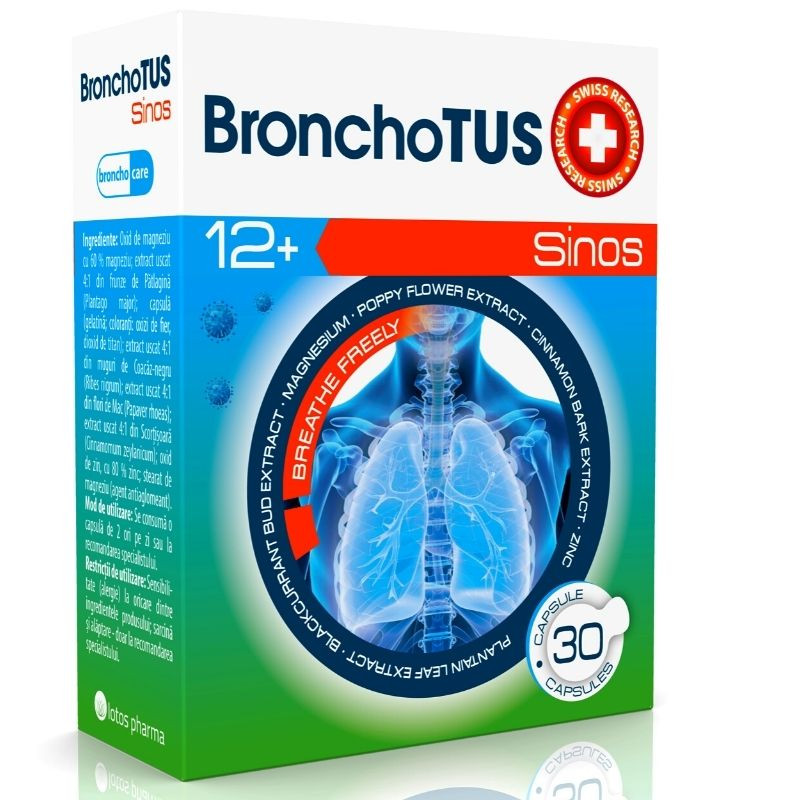 Sinos BronhoTus, 30 capsule, amelioreaza raceala si gripa amelioreaza