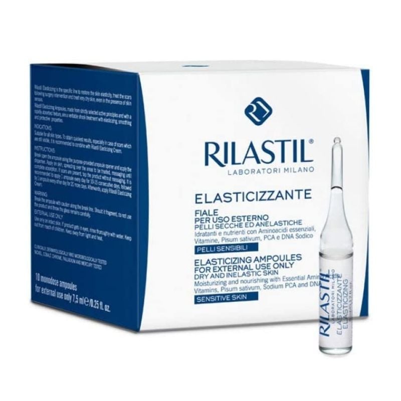 Rilastil Elasticizing - Fiole Ingrijire Piele Sensibila, Inelastica, Cu Cicatrice, 10 X 5 Ml