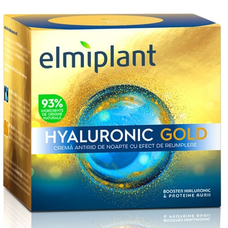 Elmiplant Hyaluronic Gold Crema De Noapte Antirid Cu Efect De Umplere, 50 Ml