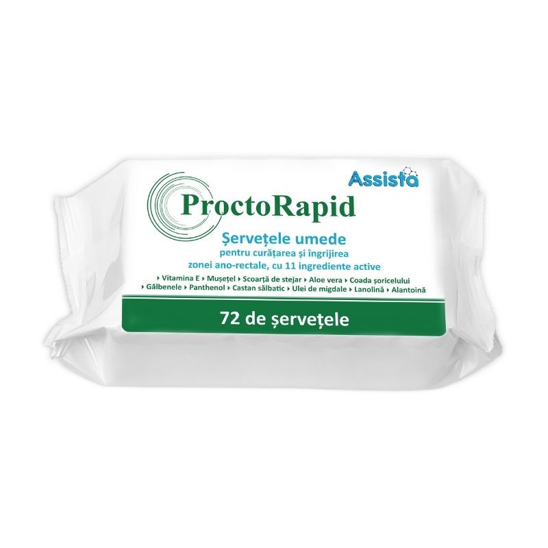 Assista proctorapid servetele umede pentru igiena ano-rectala, 72 bucati
