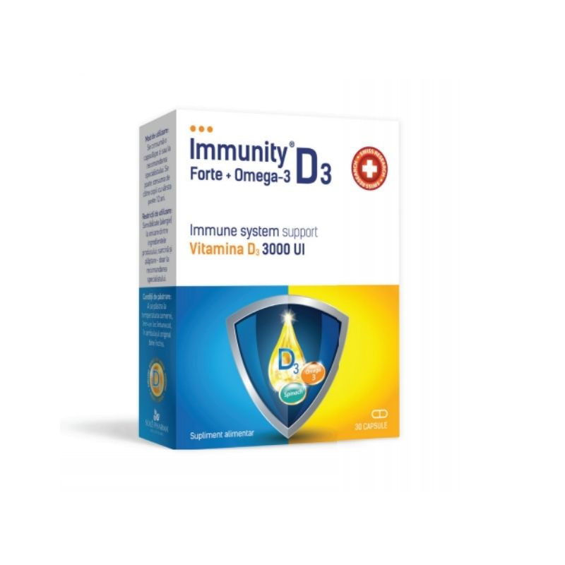 Immunity Forte D3+Omega 3, 2 blistere, 15 capsule blistere imagine noua