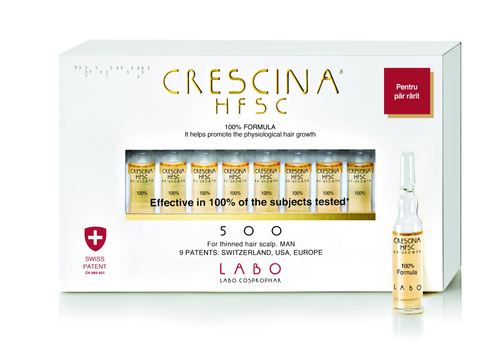 Labo Crescina Hfsc 100% 500* Pentru Barbati, 20 Fiole