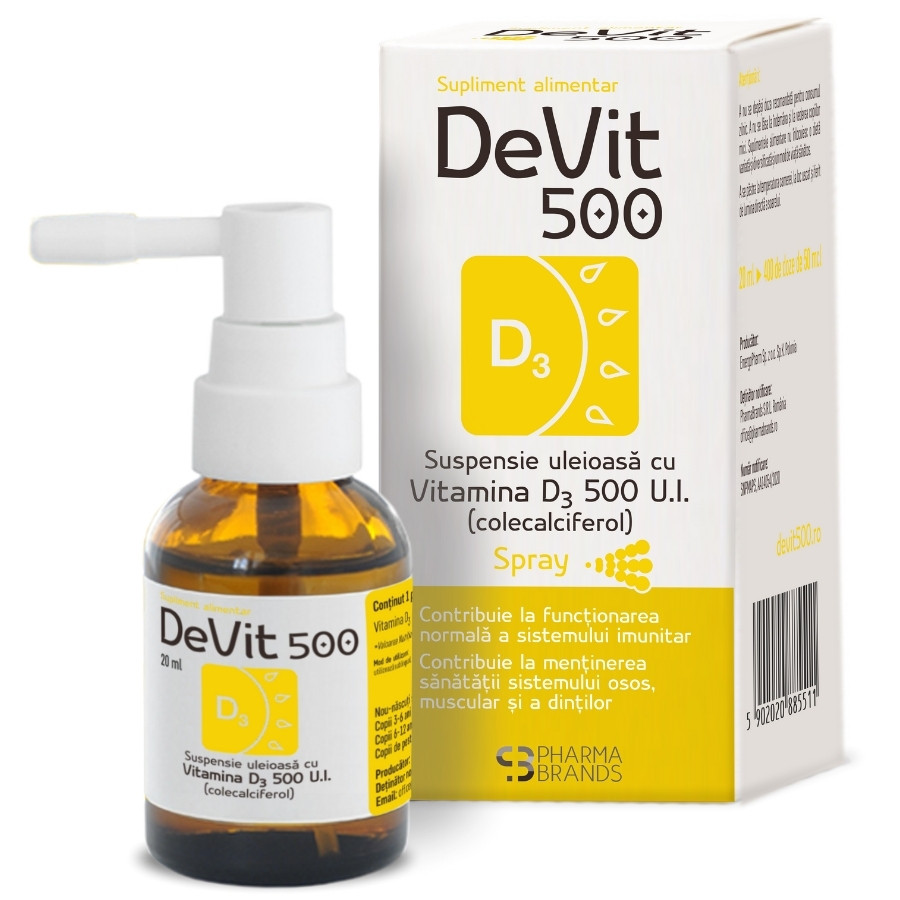 Devit 500 susp uleioasa cu Vit D3 500UI Spray, 20ml 20ml imagine noua