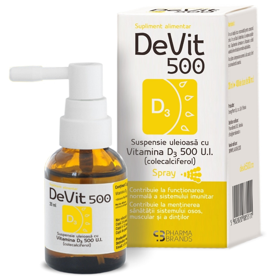 Devit 500 Susp Uleioasa Cu Vit D3 500ui Spray, 20ml