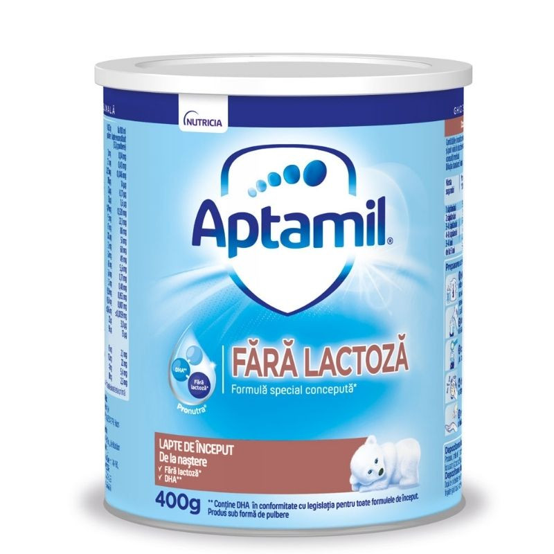 Lapte praf Aptamil Fara lactoza, 400g, de la nastere 0luni+ +0luni imagine noua