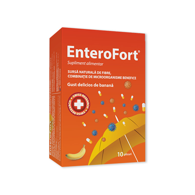 EnteroFort, pentru refacerea florei intestinale, 10 plicuri digestive