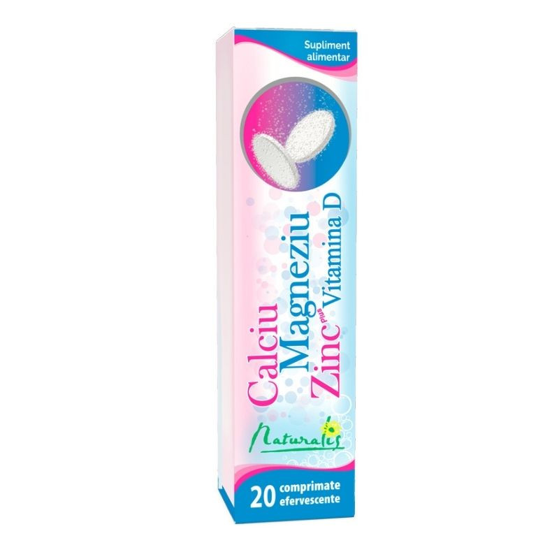 Naturalis Ca+Mg+Zn + Vitamina D, 20 comprimate efervescente Ca+Mg+Zn imagine noua