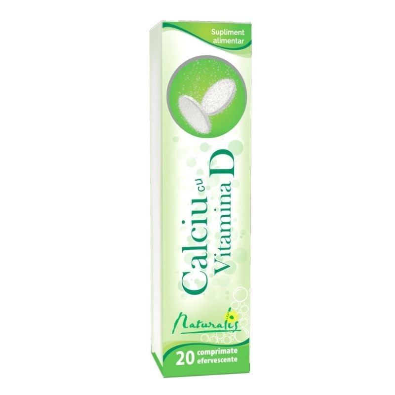 Naturalis Ca + Vitamina D, 20 comprimate efervescente Vitamine si minerale efervescente