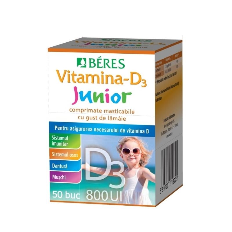 Beres Vitamina D3 Junior 800 UI, 50 comprimate farmacie nonstop online pret mic aptta