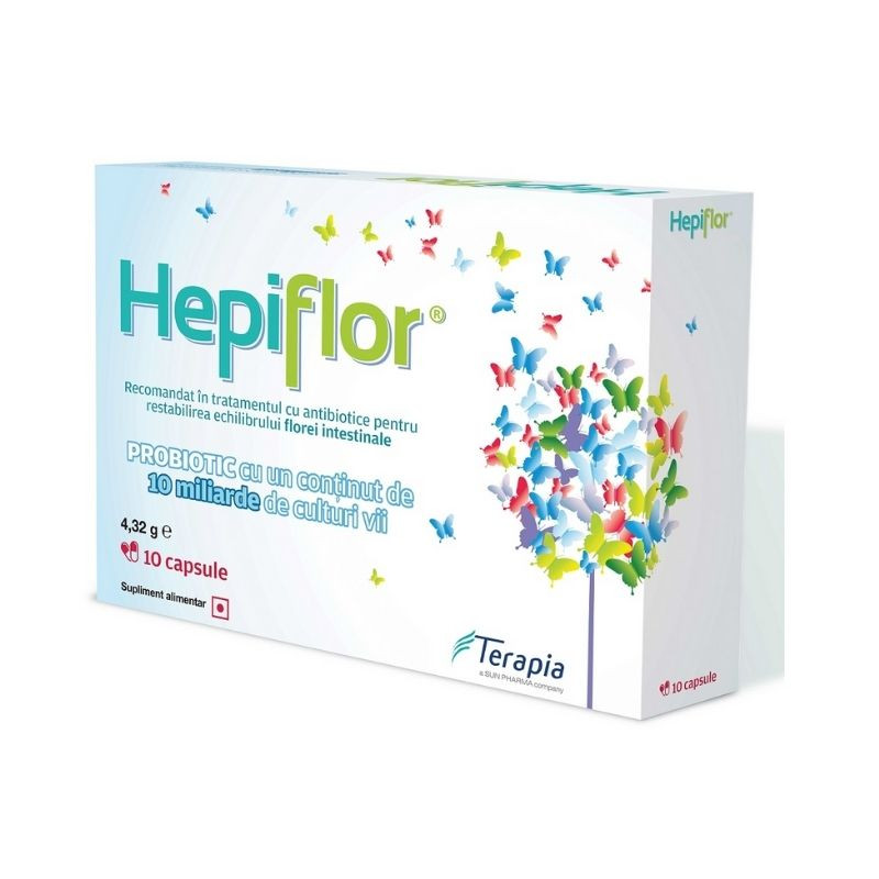 Hepiflor, 10 capsule, flora intestinala sanatoasa capsule imagine 2022