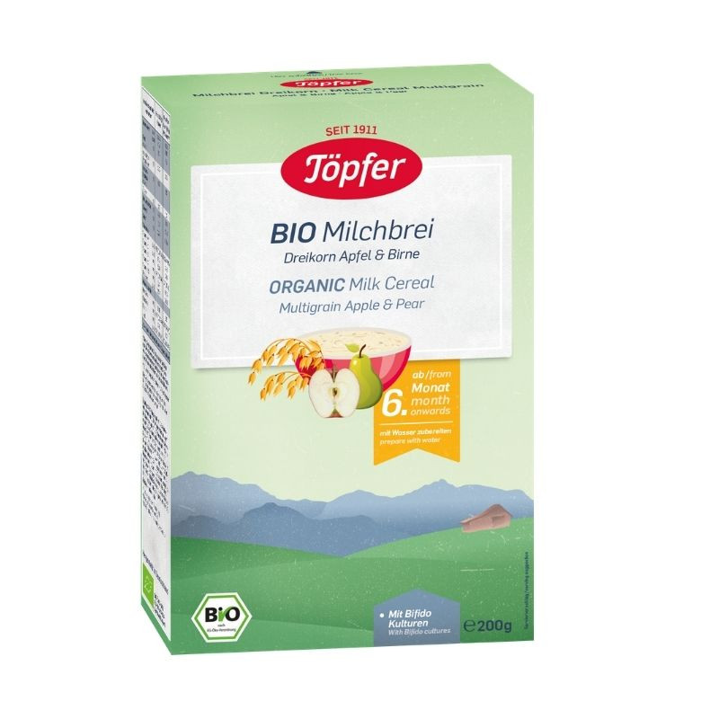 Topfer Multicereale Bio lapte + mere + pere 6 luni, 200 g 200
