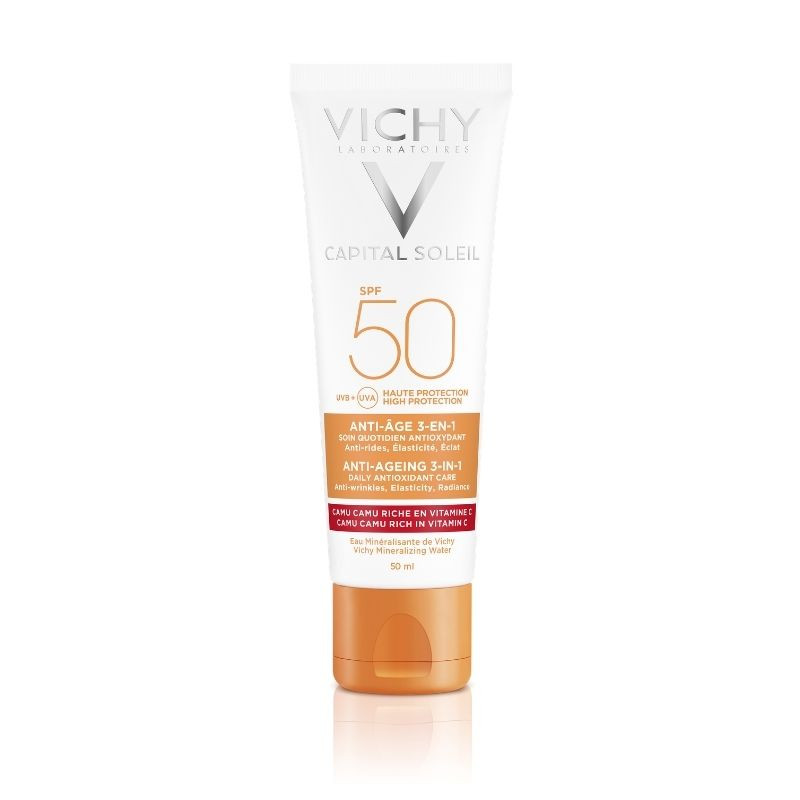 VICHY CAPITAL SOLEIL Crema antioxidanta antirid 3 in 1 SPF 50, 50 ml 50+ imagine teramed.ro
