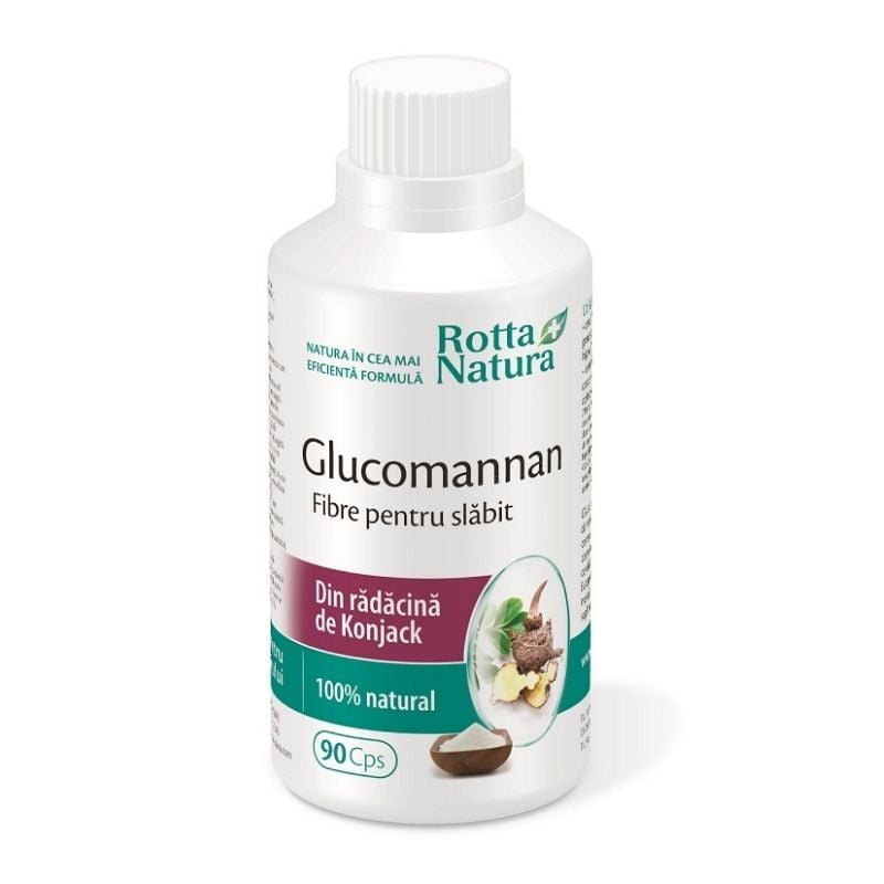 Glucomannan Fibre Pentru Slabit, 90 Capsule, Rotta Natura