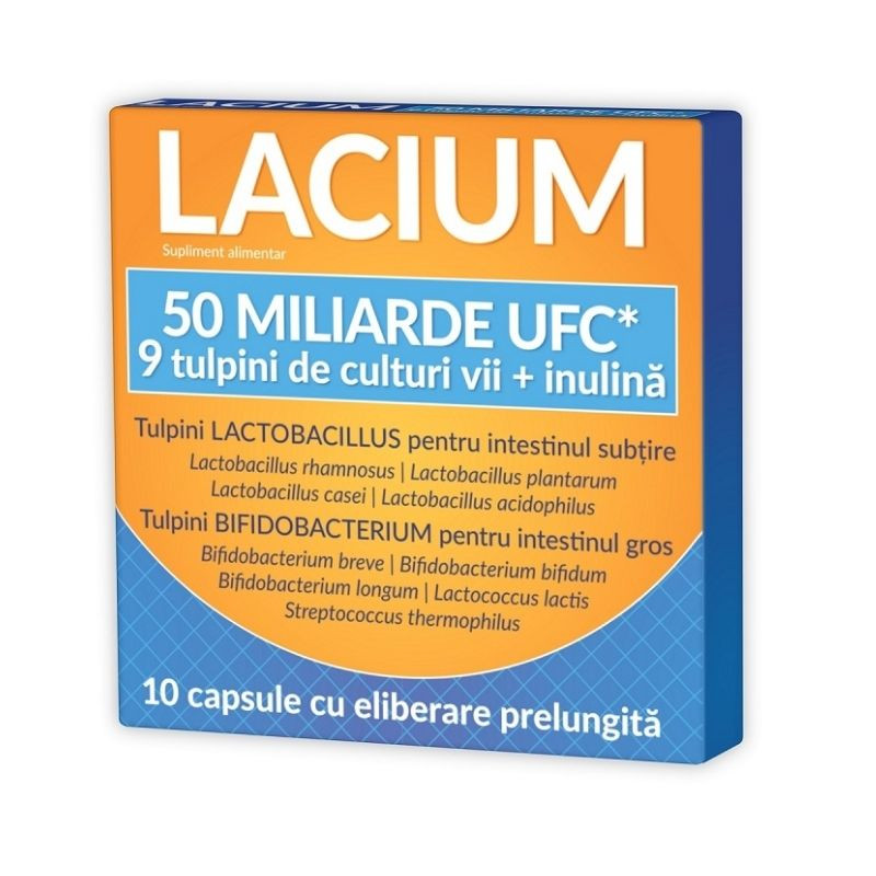 Lacium 50 miliarde UCF, 10 capsule, flora intestinala capsule imagine teramed.ro