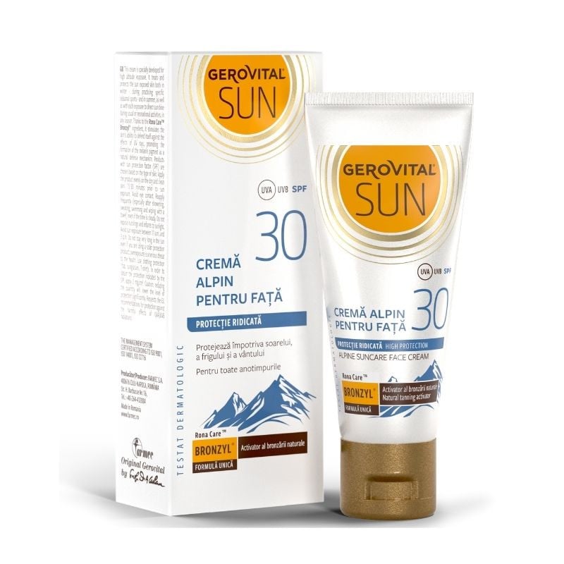 46470 Gerovital Sun Crema Alpin pentru fata SPF30, 30ml