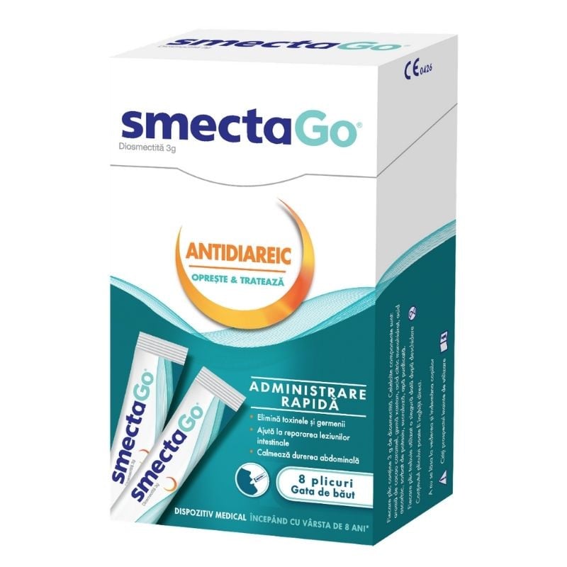 Smecta GO 8 plicuri * 3 g pulbere pentru suspensie orala