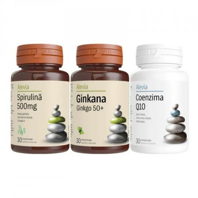 Alevia PACHET, SPIRULINA, 30 caps + GINKANA 50+ , 30 caps + COENZIMA Q10, 30 caps 50+ imagine noua