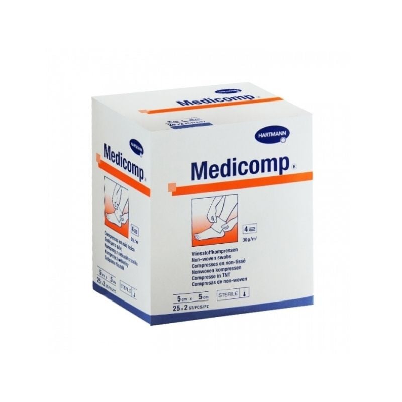 Hartmann medicomp extra steril 5x5 cm, 25 plicuri