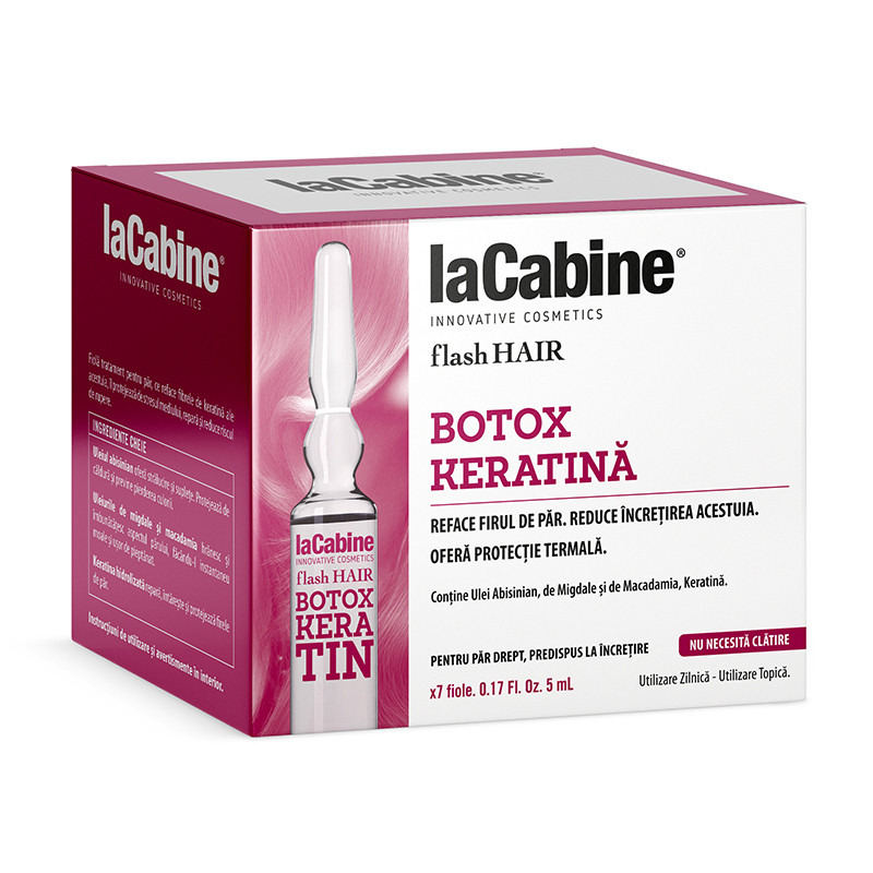 La Cabine Flash Hair Botox Keratin fiole pentru par, 7 fiole*5ml Botox imagine noua