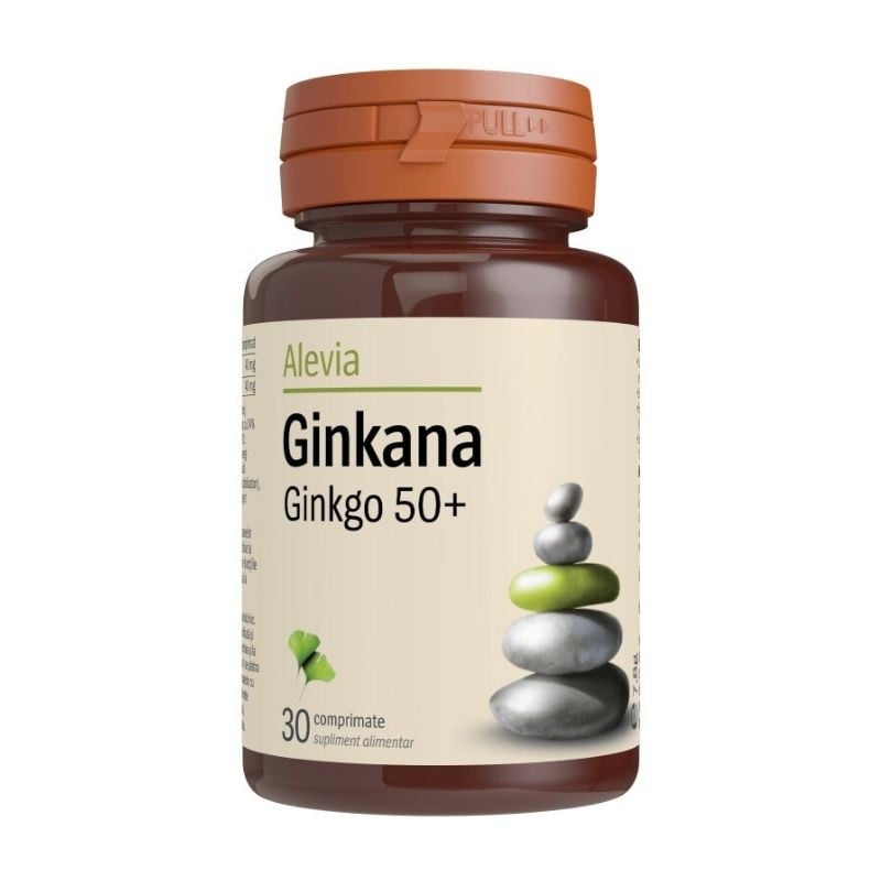Alevia GINKANA Ginkgo 50+, 30 comprimate 50+ imagine teramed.ro