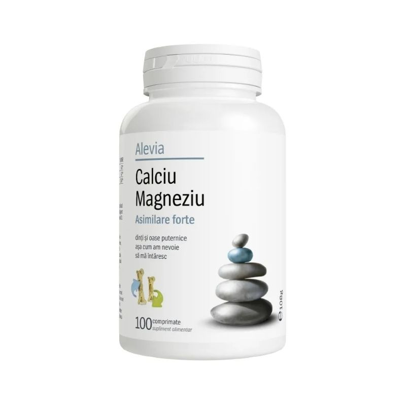 Alevia Calciu Magneziu Asimilare Forte, 100 Capsule