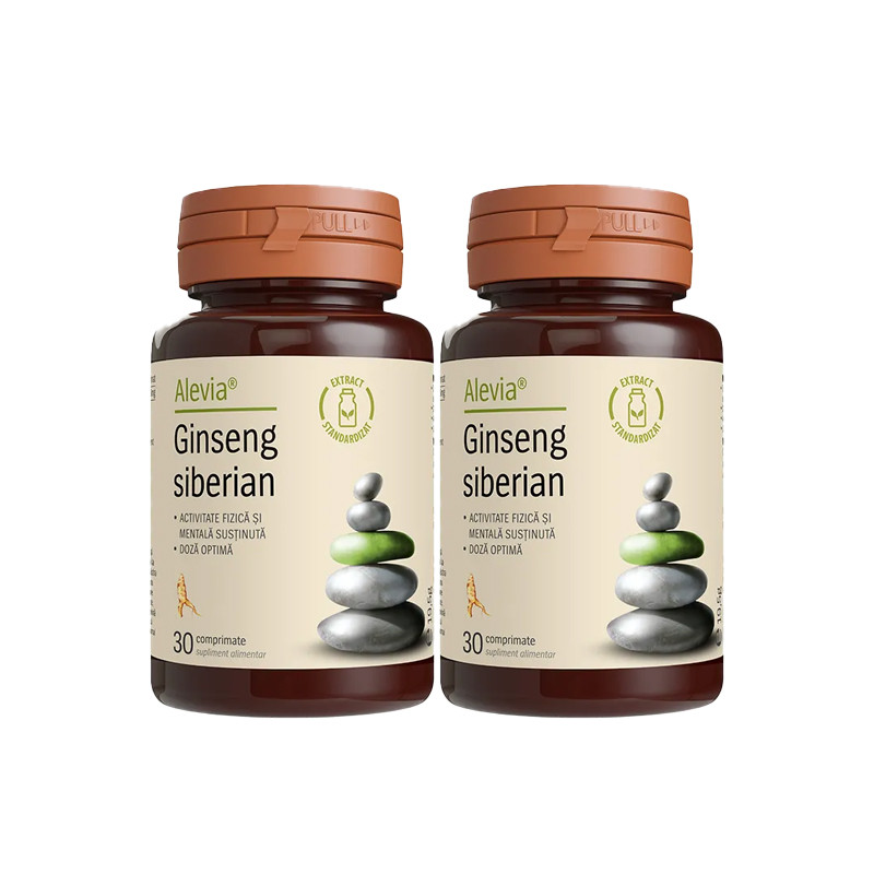 Alevia Ginseng siberian 250mg pachet 30 comprimate+30comprimate 250mg imagine teramed.ro