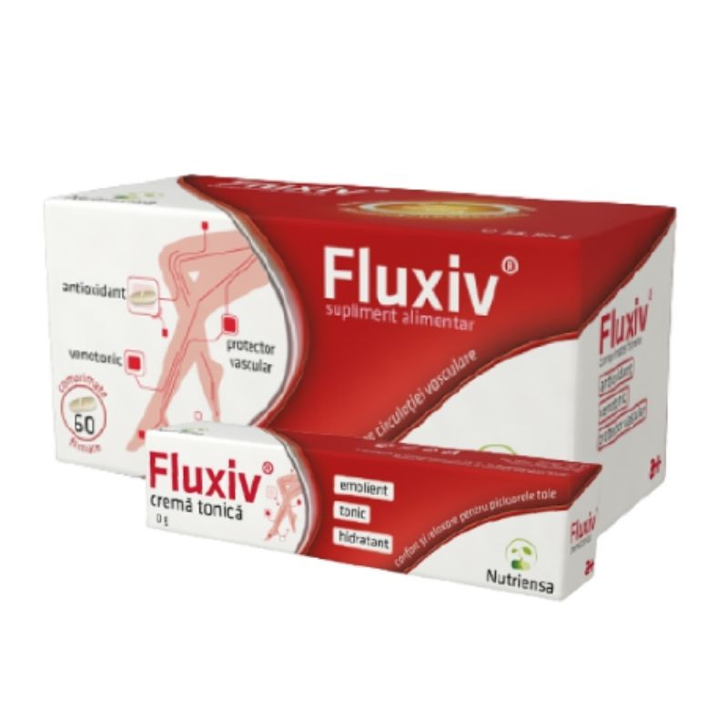Fluxiv, 60 comprimate filmate + Fluxiv crema 20gr (mostra) Varice