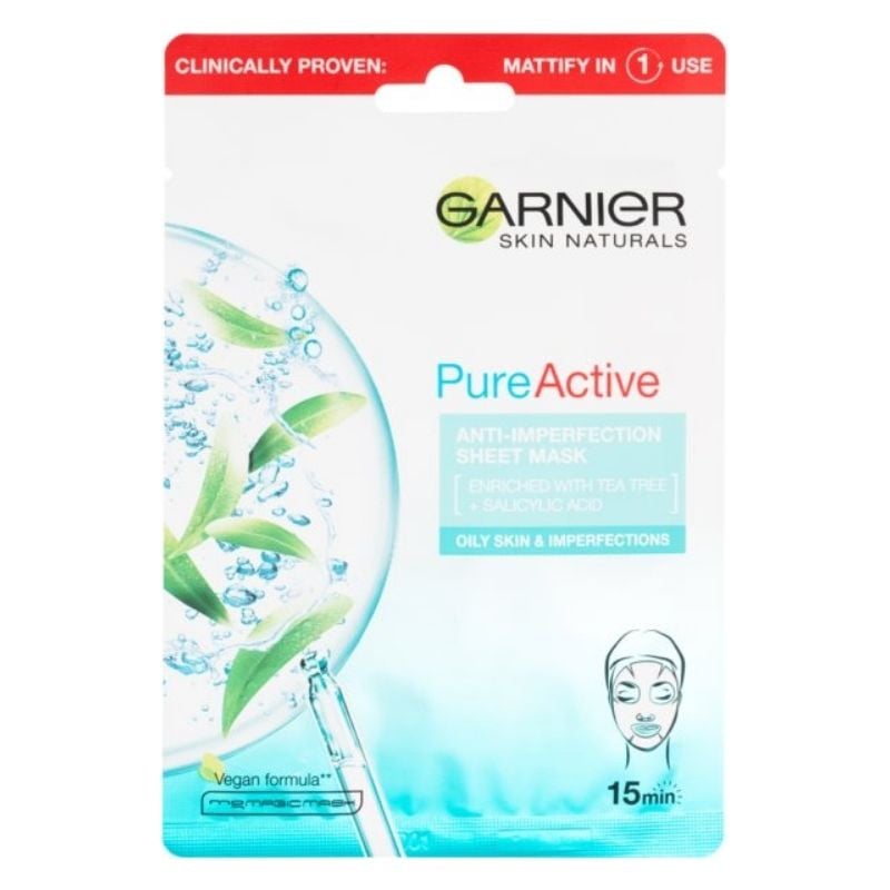Garnier Pure Active masca servetel anti-imperfectiuni + arbore de ceai, 28 g