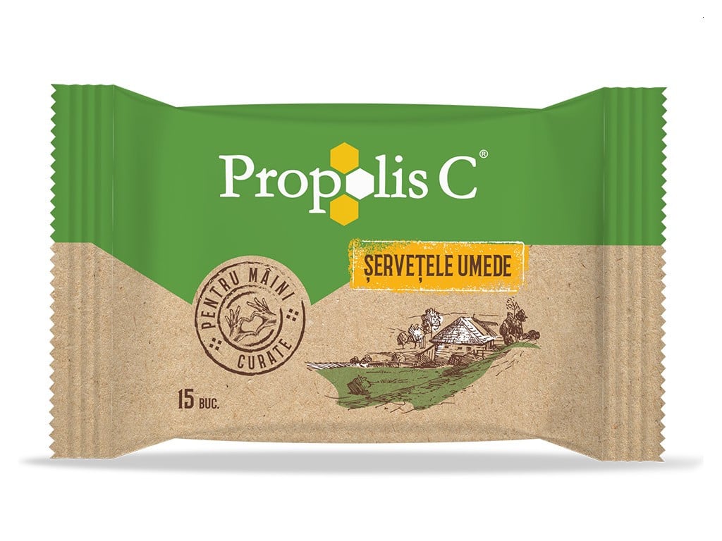 FITERMAN Servetele umede Propolis C, 15 bucati antibacteriene imagine 2022
